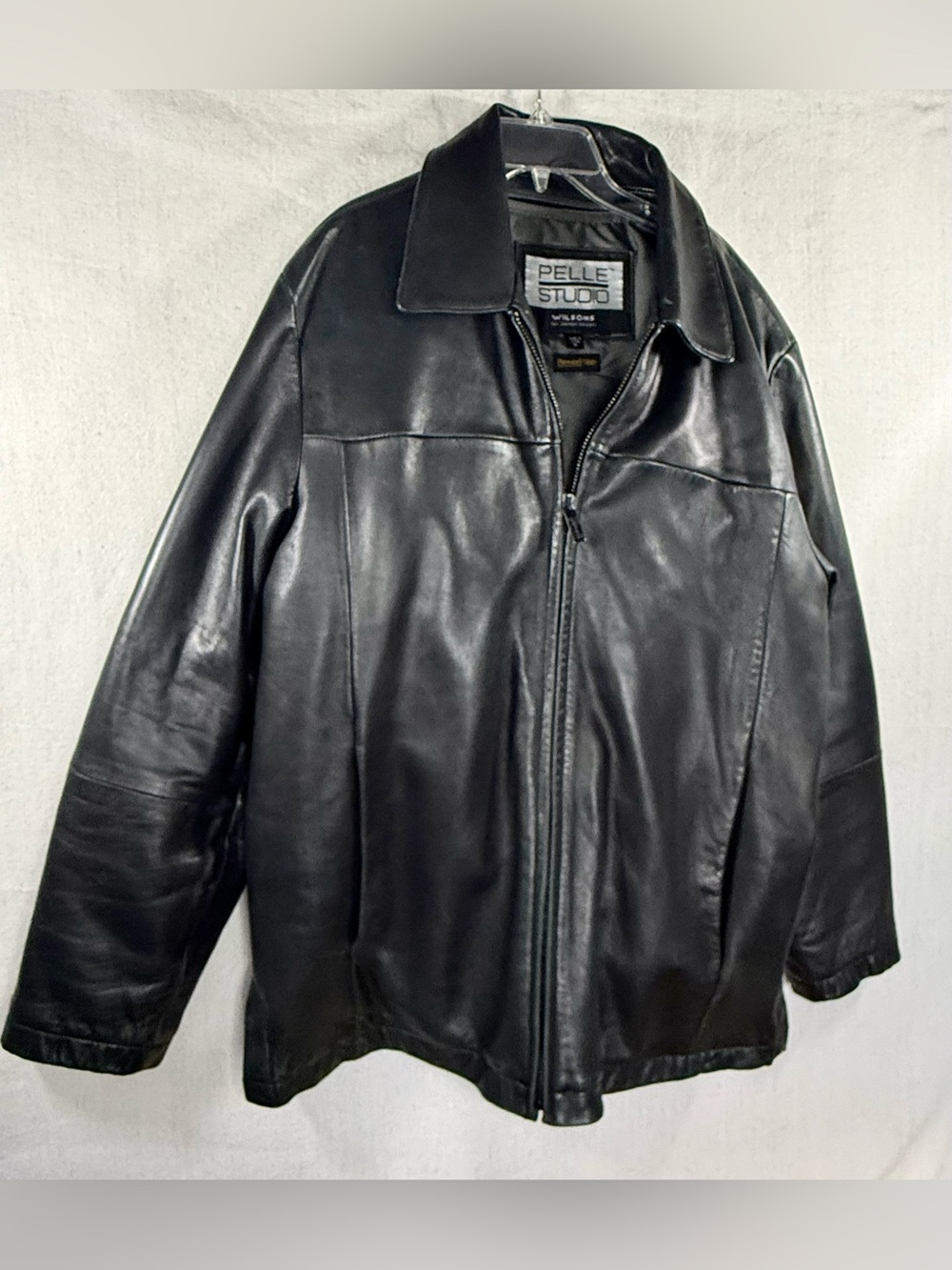 Pelle Studio Black Leather Zip-Front Bomber Jacket